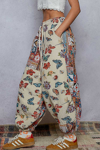 POL Mix N Match Jacquard Print Joggers in Natural Multi