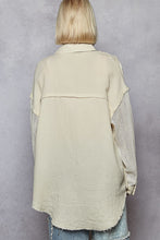 Load image into Gallery viewer, POL Denim Top with Crochet Sleeves and Floral Print Flower Patches in Natural
