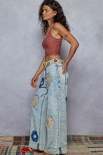 Load image into Gallery viewer, POL Flower Patched Wide Leg Denim Pants in Denim
