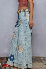 Load image into Gallery viewer, POL Flower Patched Wide Leg Denim Pants in Denim
