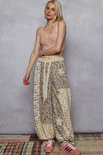 Load image into Gallery viewer, POL Mixed Patchwork Joggers with Crochet Flower Patches in Cream Multi
