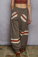 POL Color Block Knit and Gauze Joggers in Charcoal