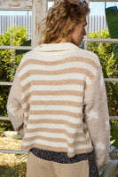 POL Mohair Jacket with American Flag Pattern in Beige/Taupe