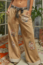 Load image into Gallery viewer, POL Flower Patched Wide Leg Denim Pants in Sand
