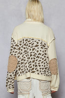 POL Contrasting Print Thermal Knit and Quilted Jacket in Cream Multi