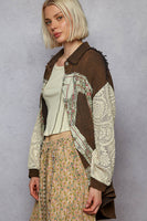 POL Double Stitched Gauze Top with Lace and Patch Details in Black