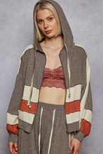 Load image into Gallery viewer, POL Color Block Hooded Jacket in Charcoal
