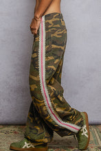 Load image into Gallery viewer, POL Twill Print Joggers with Contrasting Side Stripes in Olive Camo
