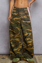 Load image into Gallery viewer, POL Twill Print Joggers with Contrasting Side Stripes in Olive Camo
