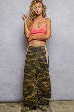 Load image into Gallery viewer, POL Twill Print Joggers with Contrasting Side Stripes in Olive Camo
