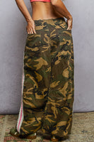 POL Twill Print Joggers with Contrasting Side Stripes in Olive Camo