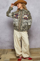 POL Leopard and Lace Studded Jacket in Sand Leopard