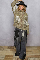 POL Leopard and Lace Studded Jacket in Tan Leopard