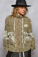 POL Leopard and Lace Studded Jacket in Tan Leopard