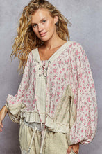 Load image into Gallery viewer, POL Mixed Print Peasant Top in Pink Mix
