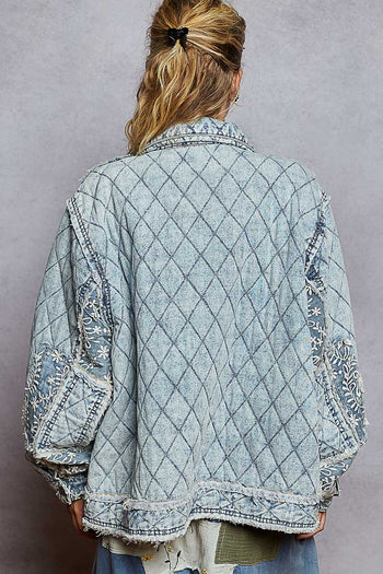 POL Quilted Twill Jacket in Denim