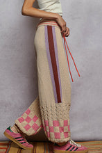 Load image into Gallery viewer, POL Crochet Knit Chenille Joggers in Almond Multi ON ORDER
