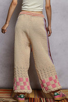 POL Crochet Knit Chenille Joggers in Almond Multi ON ORDER