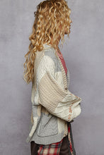 Load image into Gallery viewer, POL Mix N Match Patchwork Cardigan in Natural/ Grey
