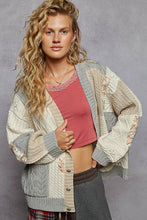 Load image into Gallery viewer, POL Mix N Match Patchwork Cardigan in Natural/ Grey
