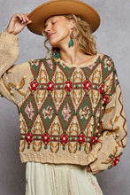 Load image into Gallery viewer, POL 3D Detailed Aztec Knit Sweater in Mocha Mousse ON ORDER

