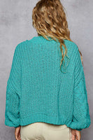 POL Solid Color Knit Chenille Sweater in Aqua Teal ON ORDER