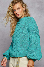 Load image into Gallery viewer, POL Solid Color Knit Chenille Sweater in Aqua Teal ON ORDER
