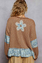 Load image into Gallery viewer, POL OVERSIZED Ribbed Knit Top with Contrasting Flower Patches in Rustic Brick
