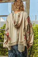 POL OVERSIZED Thermal Knit and Print Knit Jacket in Almond ON ORDER