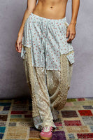 POL Textured Floral and Lace Pants in Powder Blue