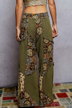 Load image into Gallery viewer, POL Double Gauze Patchwork Pants in Olive ON ORDER
