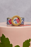 POL Floral Wood Beaded Buckle Belt in Blue/Pink