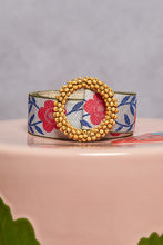 Load image into Gallery viewer, POL Floral Wood Beaded Buckle Belt in Blue/Pink
