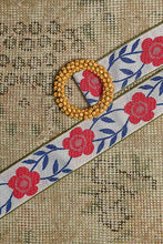 Load image into Gallery viewer, POL Floral Wood Beaded Buckle Belt in Blue/Pink
