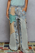 Load image into Gallery viewer, POL Relaxed Fit Twill Patchwork Pants in Blue/Sand
