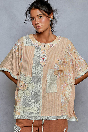 POL Mix N Match OVERSIZED Top in Coral Peach