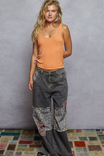 Load image into Gallery viewer, POL Denim Mixed Print Patchwork and Stud Detailed Pants in Black
