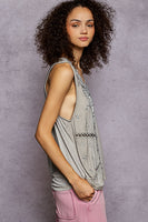 POL Floral Crochet Lace tank Top in Dove Grey