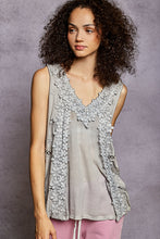 Load image into Gallery viewer, POL Floral Crochet Lace tank Top in Dove Grey
