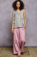 POL Floral Crochet Lace tank Top in Dove Grey