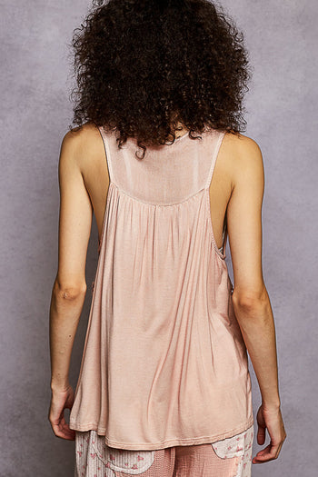 POL Floral Crochet Lace tank Top in Rose Dawn