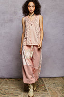 POL Floral Crochet Lace tank Top in Rose Dawn