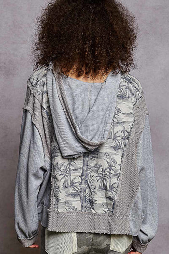 POL CROPPED Mix n Match Hooded Top in Heather Grey