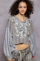 POL CROPPED Mix n Match Hooded Top in Heather Grey