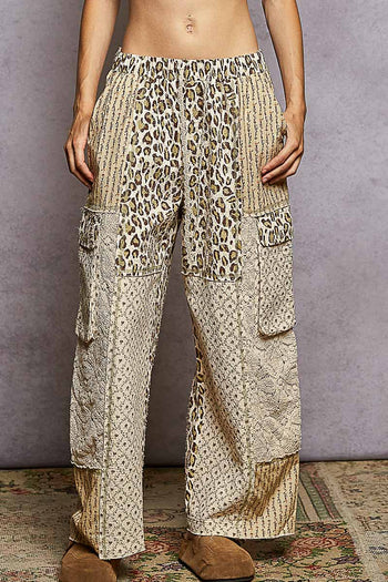POL Mix n Match Patchwork Pants in Cream Multi