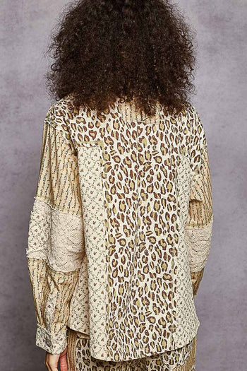 POL Relaxed Fit Mix n Match Patchwork Top in Cream Multi