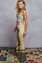 Load image into Gallery viewer, POL Denim Jeans with Double Ruffle Gauze and Ruffles in Latte
