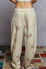 Load image into Gallery viewer, POL Solid Color Double Gauze Pants with Butterfly Embroidery in Natural
