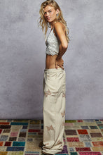 Load image into Gallery viewer, POL Solid Color Double Gauze Pants with Butterfly Embroidery in Natural
