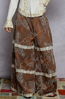 POL Embroidered Woven Pants in Choco